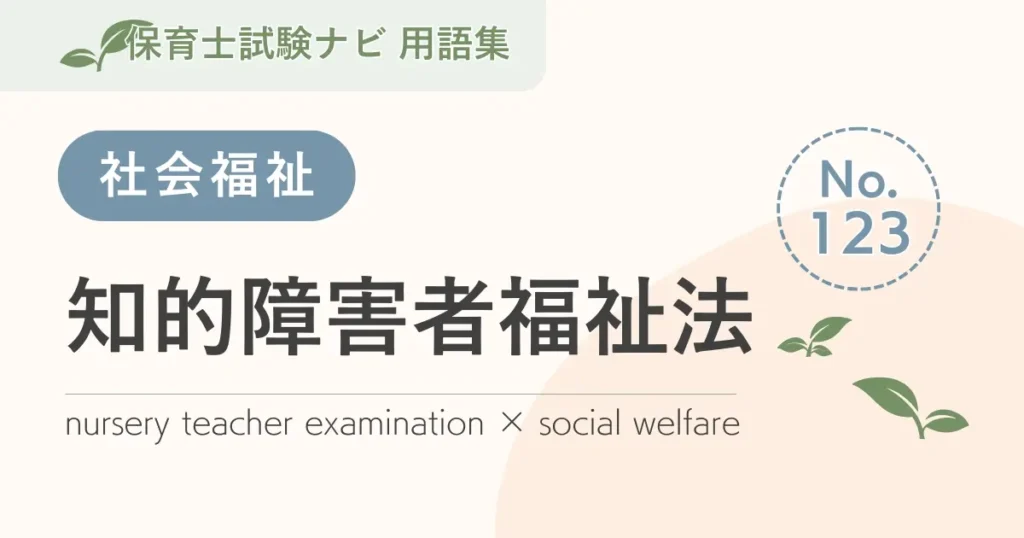 保育士試験対策用語集：知的障害者福祉法
