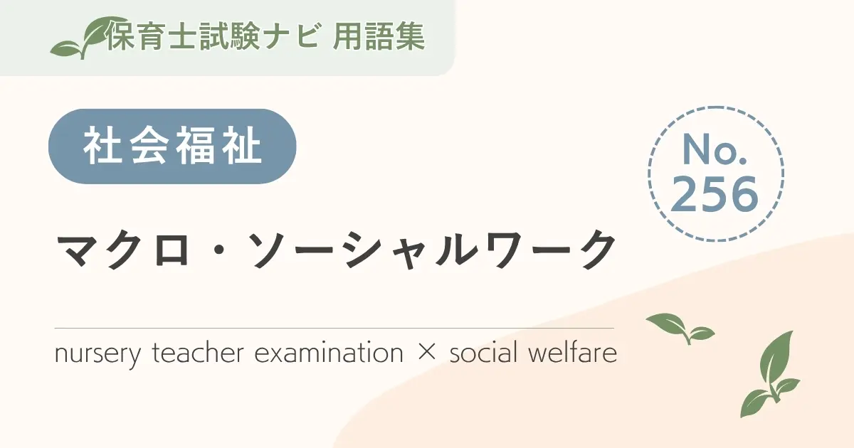 保育士試験対策用語集:マクロ・ソーシャルワーク